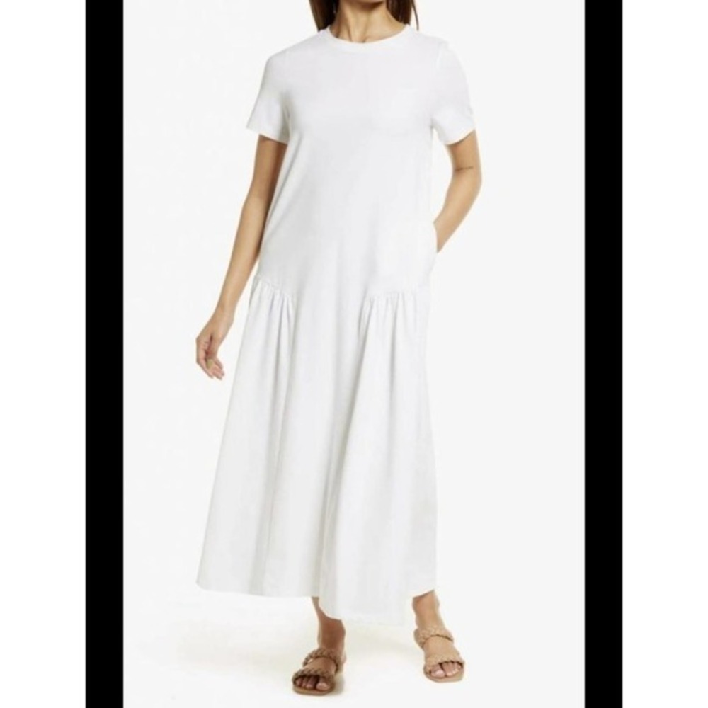 Nordstrom Dress Women XXS Coastal Grandma White Midi Long NEW Minimalist Capsule